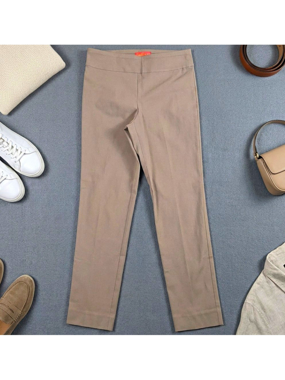 Krazy Larry Made in USA Taupe Stretch Knit Pull On Flat Front Dress Pants 6